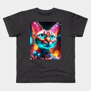 Cyberpunk Kitty (4) - Anthropomorphic Sci fi Cats Kids T-Shirt